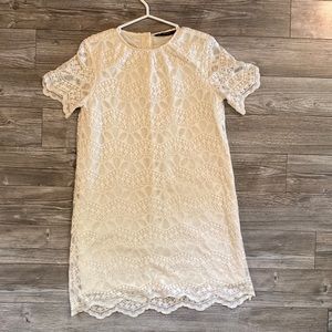 Zara cream shift lace dress